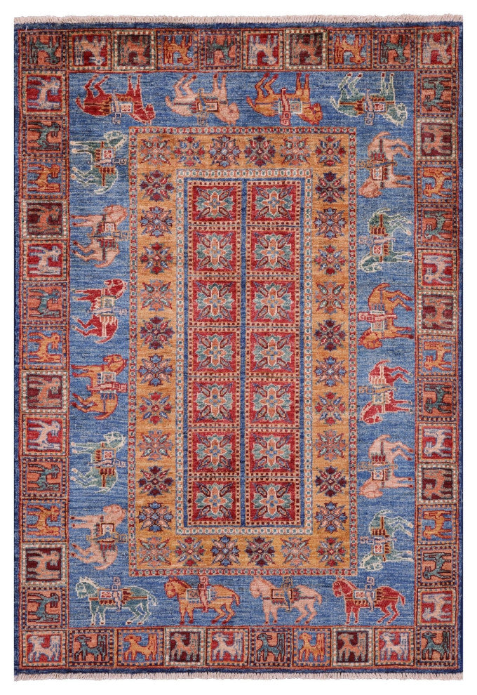 3' 5" X 4' 11" Antiqued Pazyryk Historical Design Hand-Knotted Rug Q10697