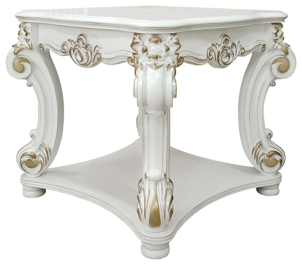 Square End Table, Antique Pearl