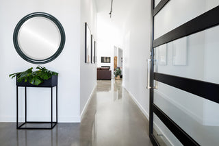 Pasadena Framed Round Mirror, Gloss Black, 19"x19"