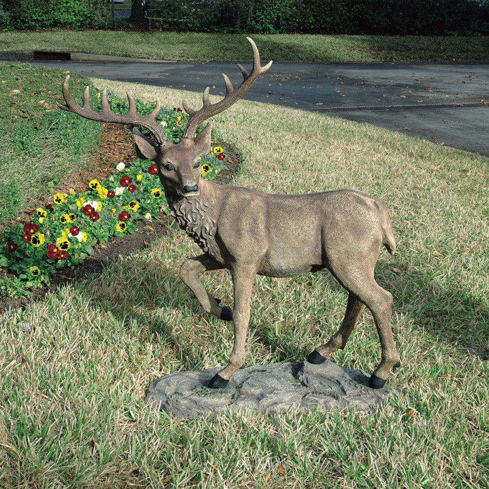 Grand-Scale Black Forest Garden Deer Sculpture