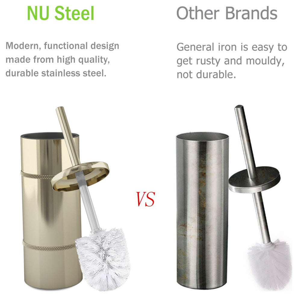 nu steel Round Shape Stainless Steel Toilet Brush Holder