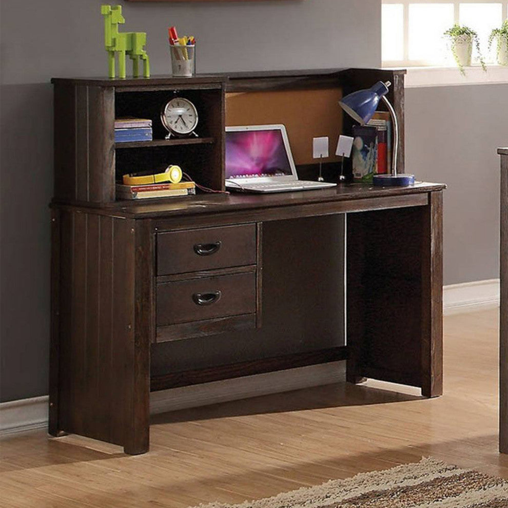 50" X 20" X 30" Antique Charcoal Brown Pine Wood Desk
