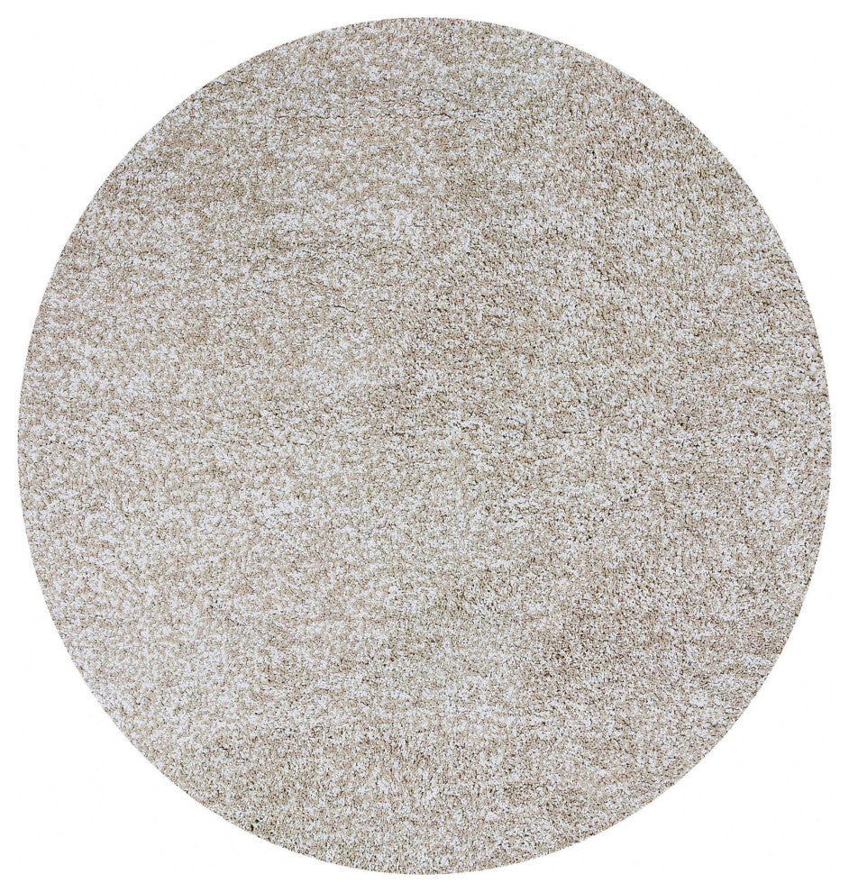 HomeRoots 6' Ivory Heather Hand Woven Round Indoor Shag Area Rug