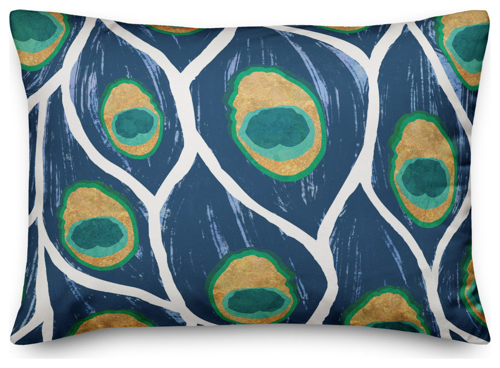 Swoopin Feather Peacock 4 14x20 Spun Poly Pillow