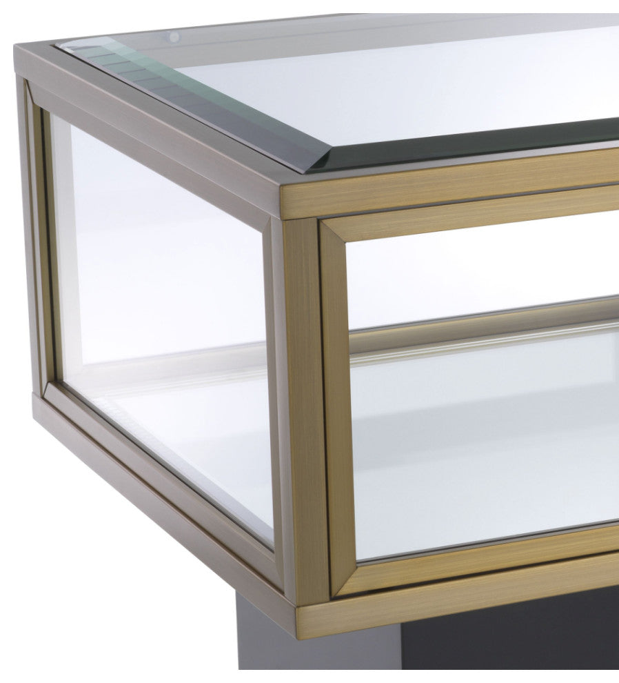 Brass Framed Glass Side Table, Eichholtz Ryan