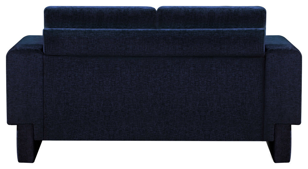 Madeline Chenille Fabric Upholstered Chair, Navy, Loveseat