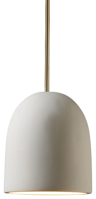 Radiance Small Bell Pendant, Bisque, Antique Brass, Rigid Stem, LED