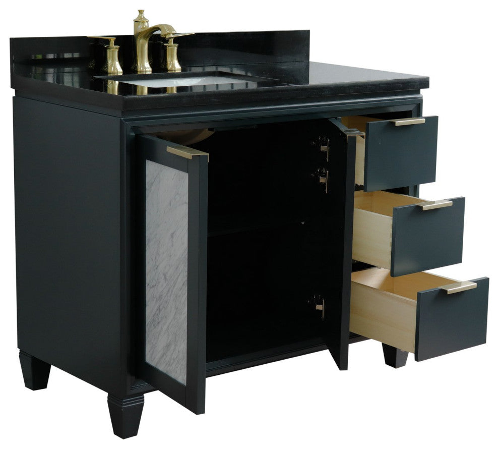 43" Single Vanity, Dark Gray Finish With Black Galaxy