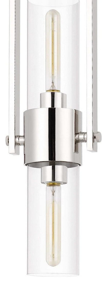 Benzara BM241872 Pendant With Cylindrical Rotatable Glass Shade, Chrome