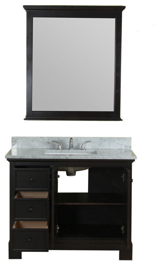 Richmond 42" Bathroom Vanity With Carrera Marble Top and Mirror