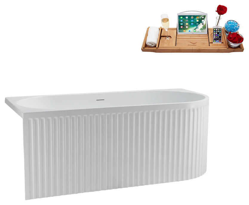 59" Streamline Bathtub and Tray With Drain, Polished Brass