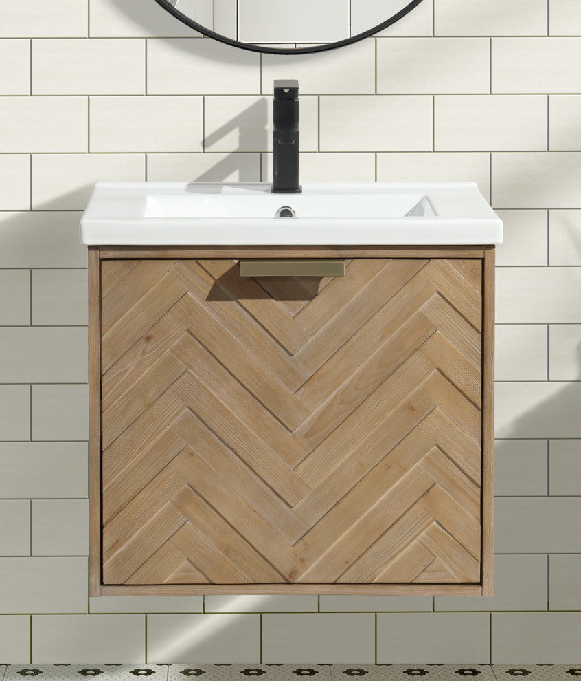 Ari Kitchen and Bath Carlsbad 24" Floating Bathroom Vanity Weathered Fi