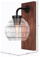Oxbridge 1-Light Wall Sconce, Matte Black & Painted Wood-look Metal/Clear Ribbed