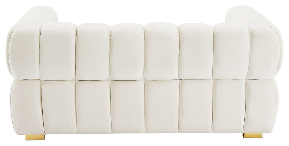 Gwen Velvet Upholstered Chair, Cream, Loveseat