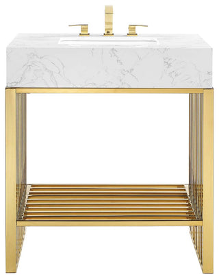 Gridiron 30" Bathroom Vanity, White Gold