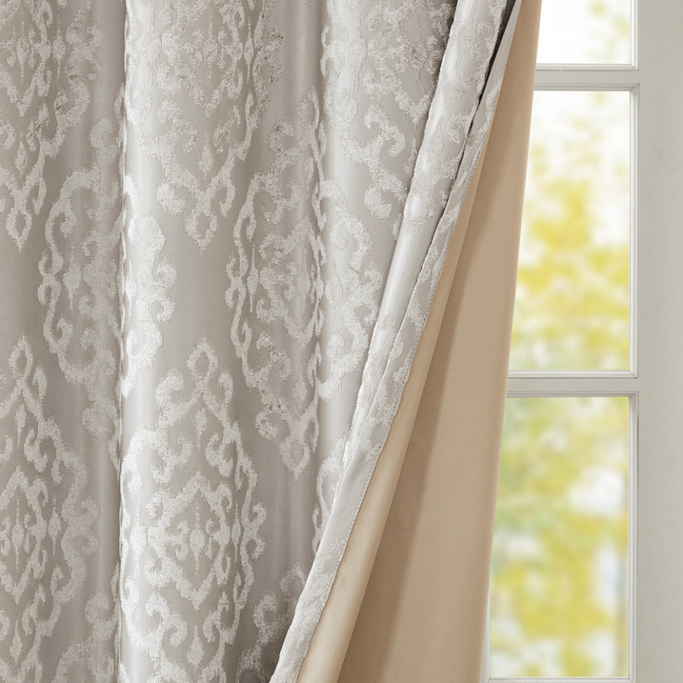 SunSmart Mirage Knitted Jacquard Damask Total Blackout Grommet Top Curtain Panel