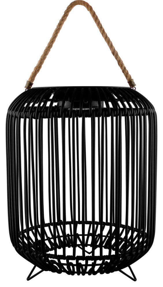 Tulum 11 x 15 in. Solar LED Outdoor Patio Lamp-Black