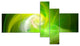 Green Fractal Abstract Illustration, Abstract Canvas Wall Art, 60"x32", 5 panels