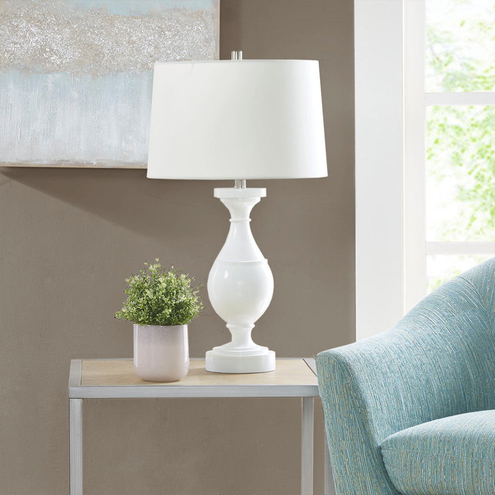 Hampton Hill Blythe Glossy White Resin Table Lamp