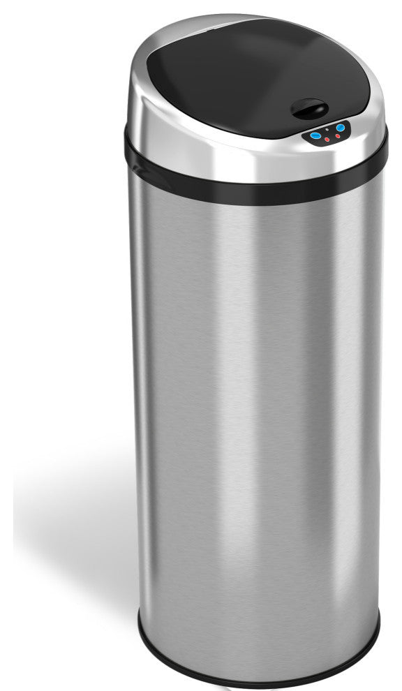 iTouchless 13 Gallon Round Sensor Trash Can with AbsorbX Odor Control System