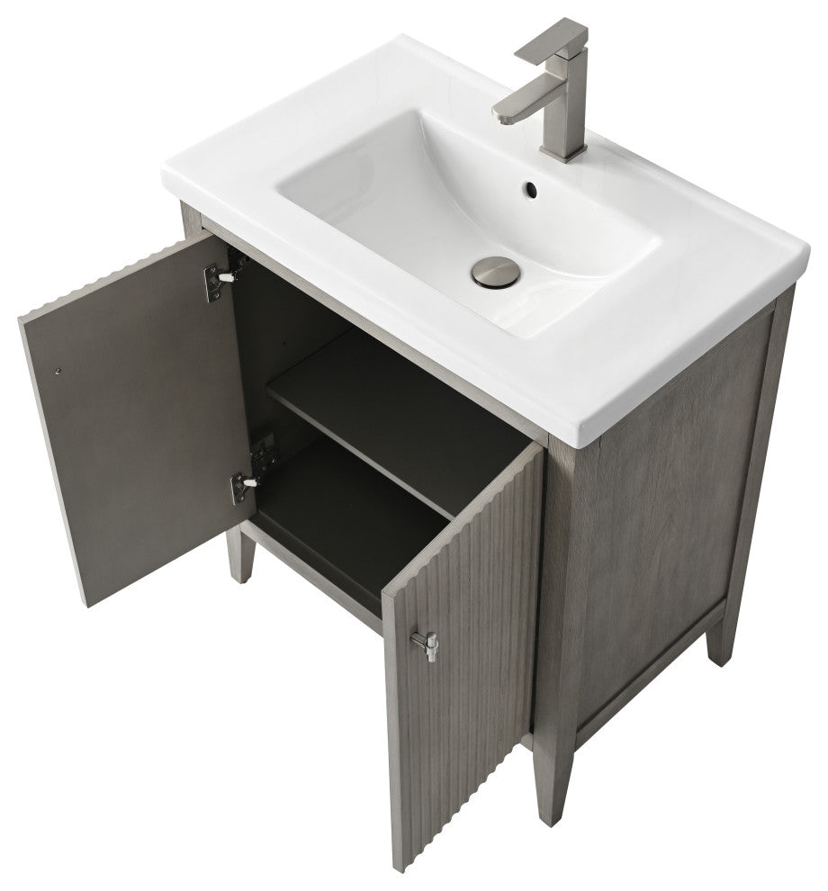 Vanity Art Freestanding Vanity, Driftwood Gray, 30", Single Sink, Brushed Nickel