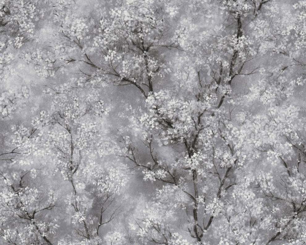 Floral Textured Wallpaper Featuring Tree Branches And Leaves, 374201