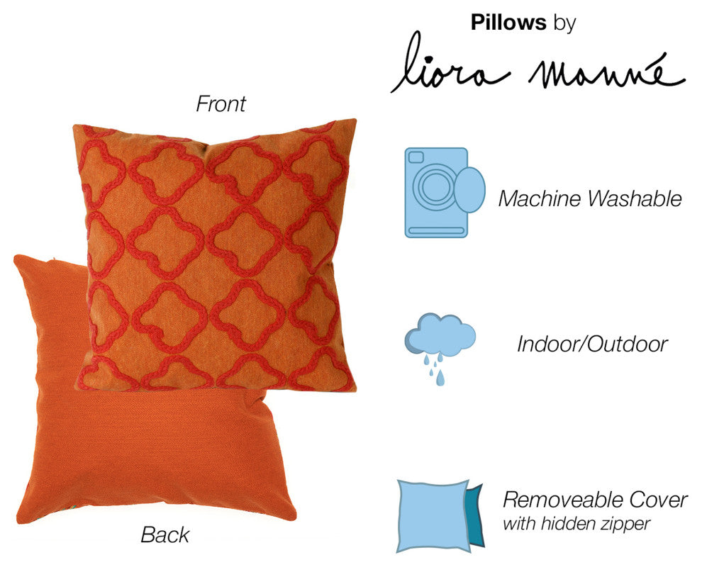 Visions I Crochet Tile Indoor/Outdoor Pillow, Orange, 20" Square