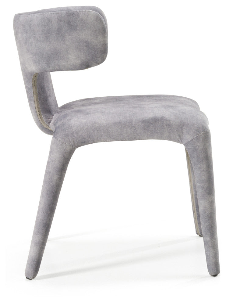 Modrest Saehee Modern Grey-Blue Velvet Dining Chair
