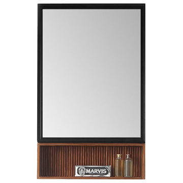Dakota Medicine Cabinet, 21" Wide, Black, Teak Shelf