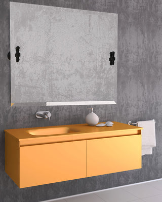 Frameless Landscape Beveled Edge Tilt Mirror, Matte Black