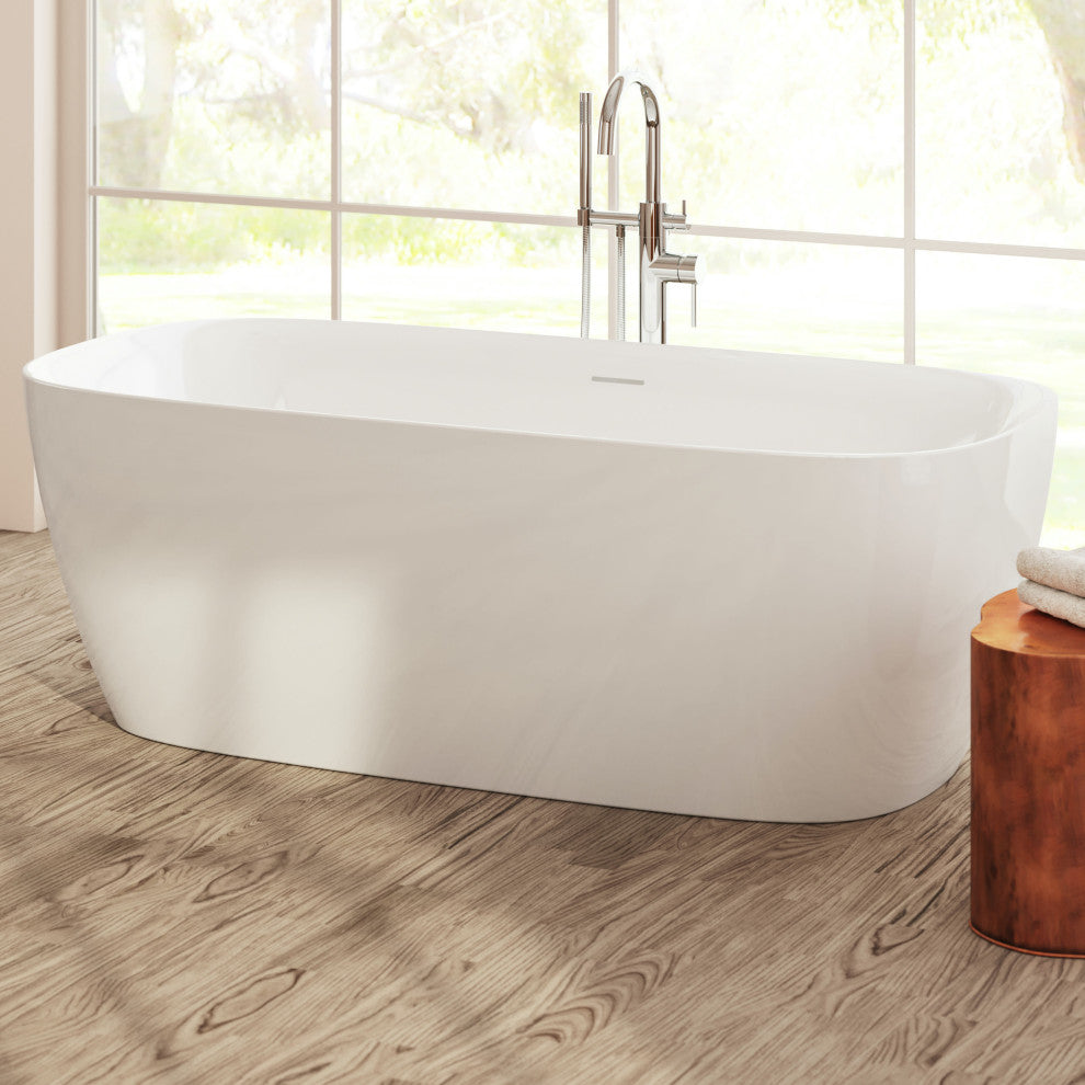 Perlato Catalonia Freestanding Soaking Tub, White, 67"