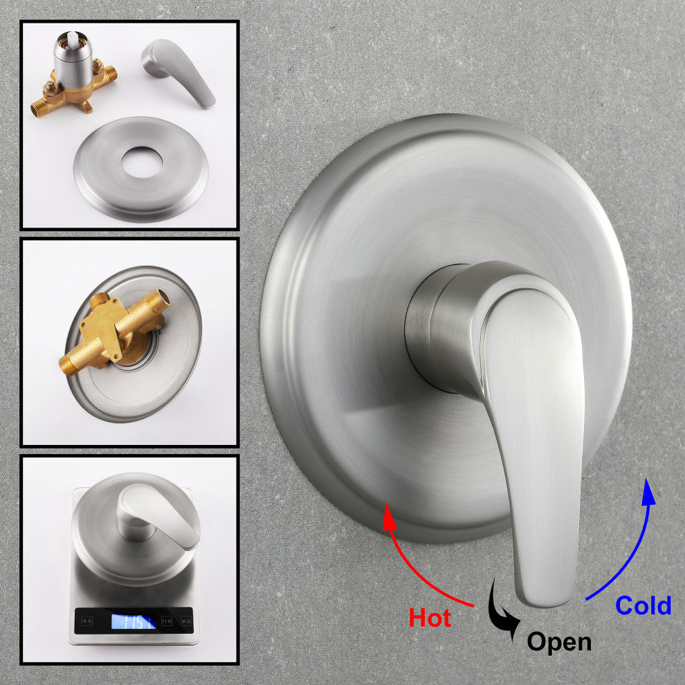 Shower Faucet Set With Valve and 9" ABS Rainfall Shower Head, Brushed Nickel