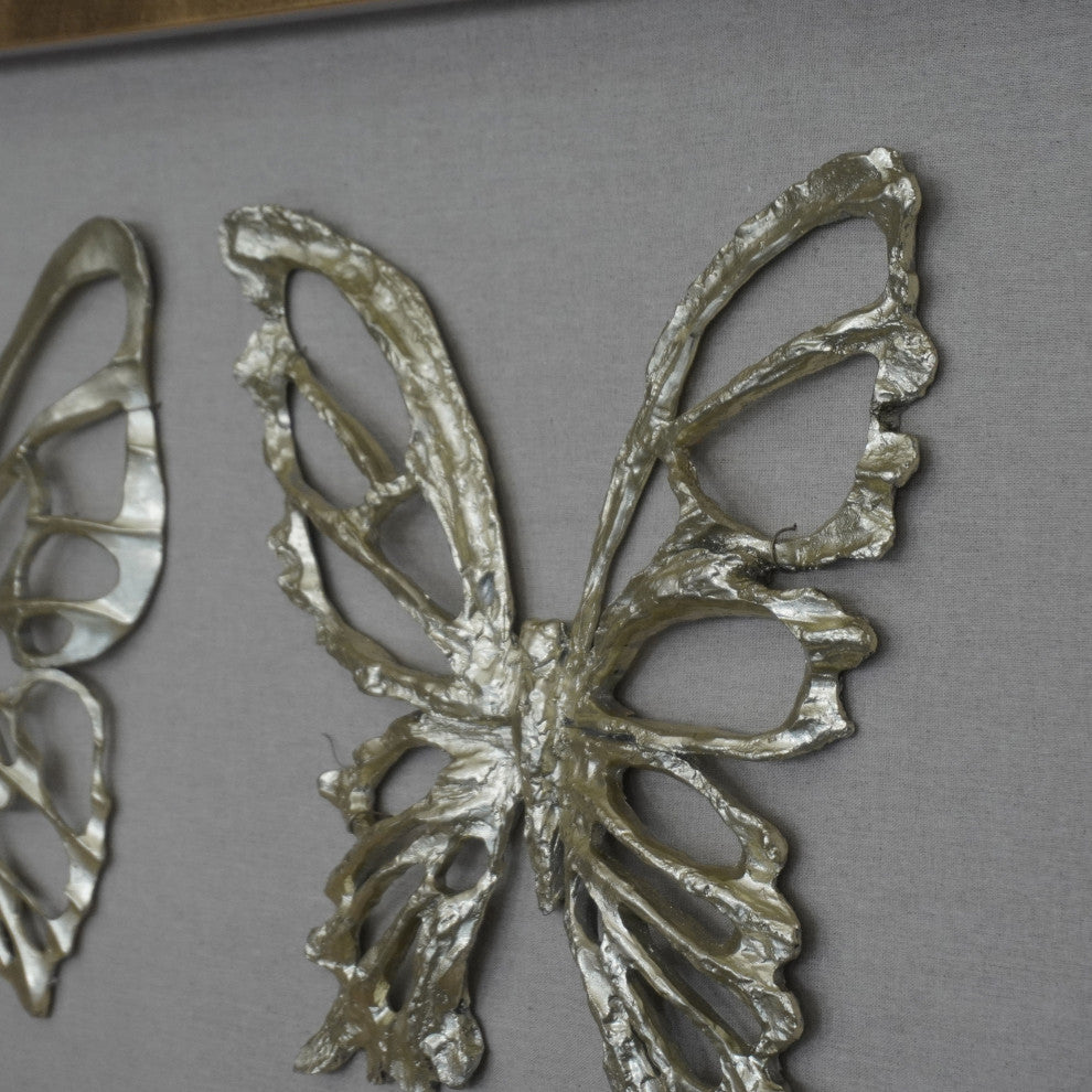 Wood Carving Butterfly Trio Shadow Box Wall DÃ©cor