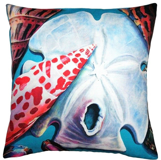 Tracy Upton Newport Beach Arrowhead and Miter Shell Mix Throw Pillow, 20"x20"