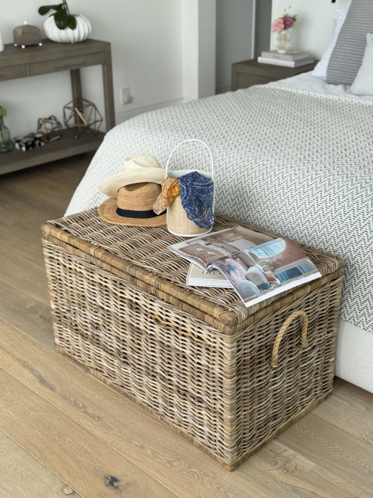 Rattan Kobo Decorative Storage Trunk With Lid, Large