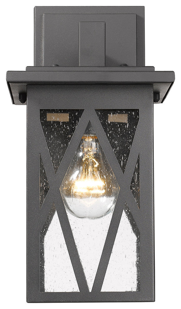 ANTHONY Transitional 1 Light Textured Black Outdoor Wall Sconce 12"