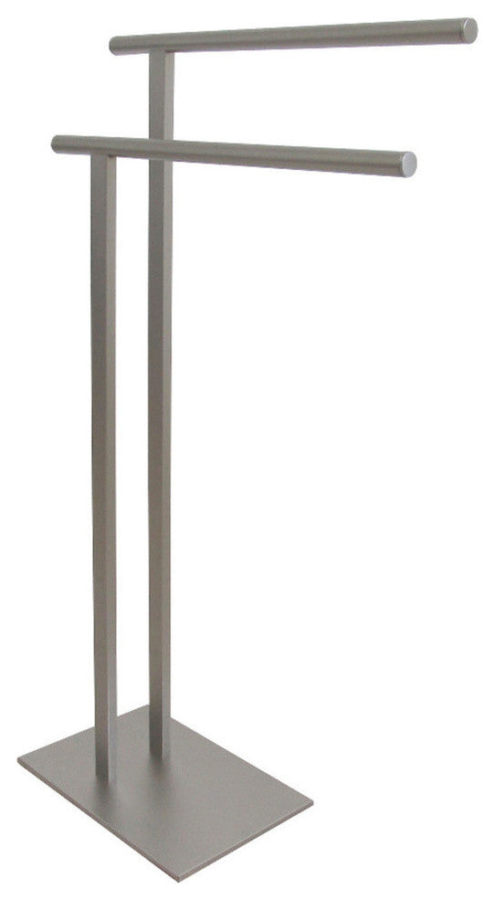Kingston Brass Double L Shape Pedestal Towel Holder, Brushed Nickel