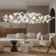 Modern Tree Branch Chandelier Ceramic Ginkgo Leaves, L98.4"