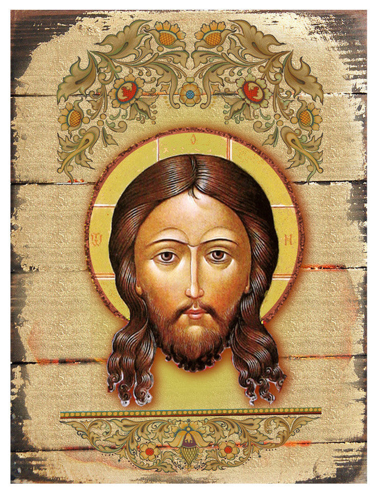 Icon The Holy Face Wall Art On Wood, 16 Inch