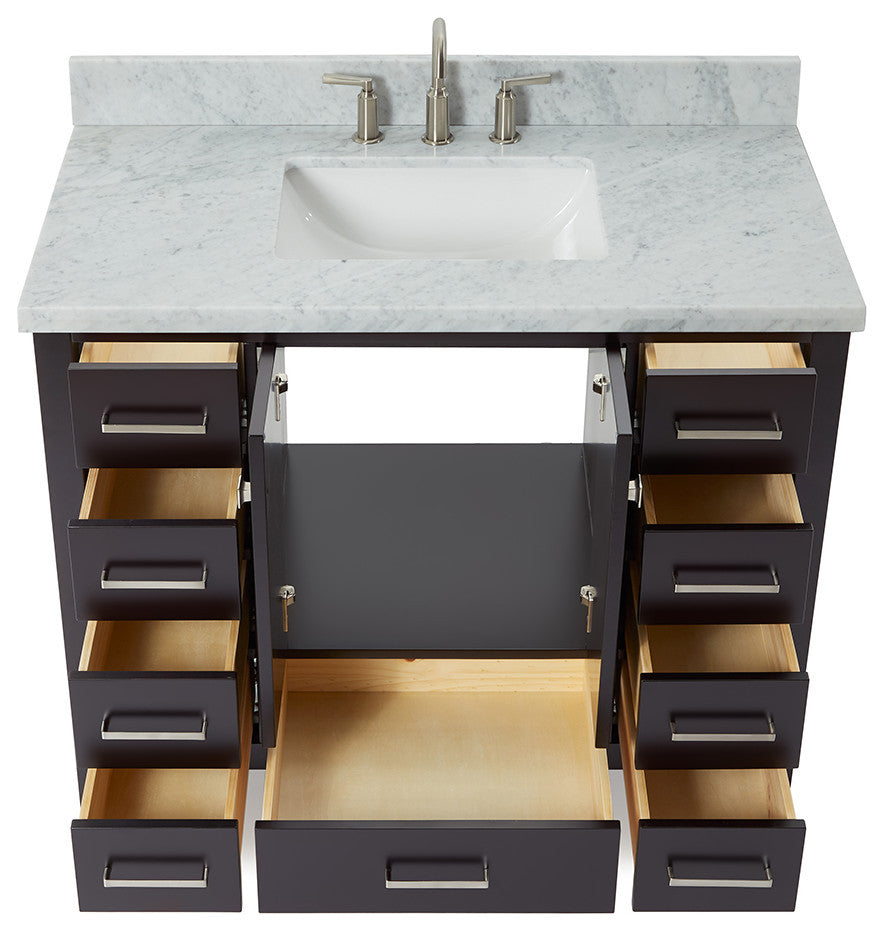 Cambridge 43" Bath Vanity With Marble Top With White Basin