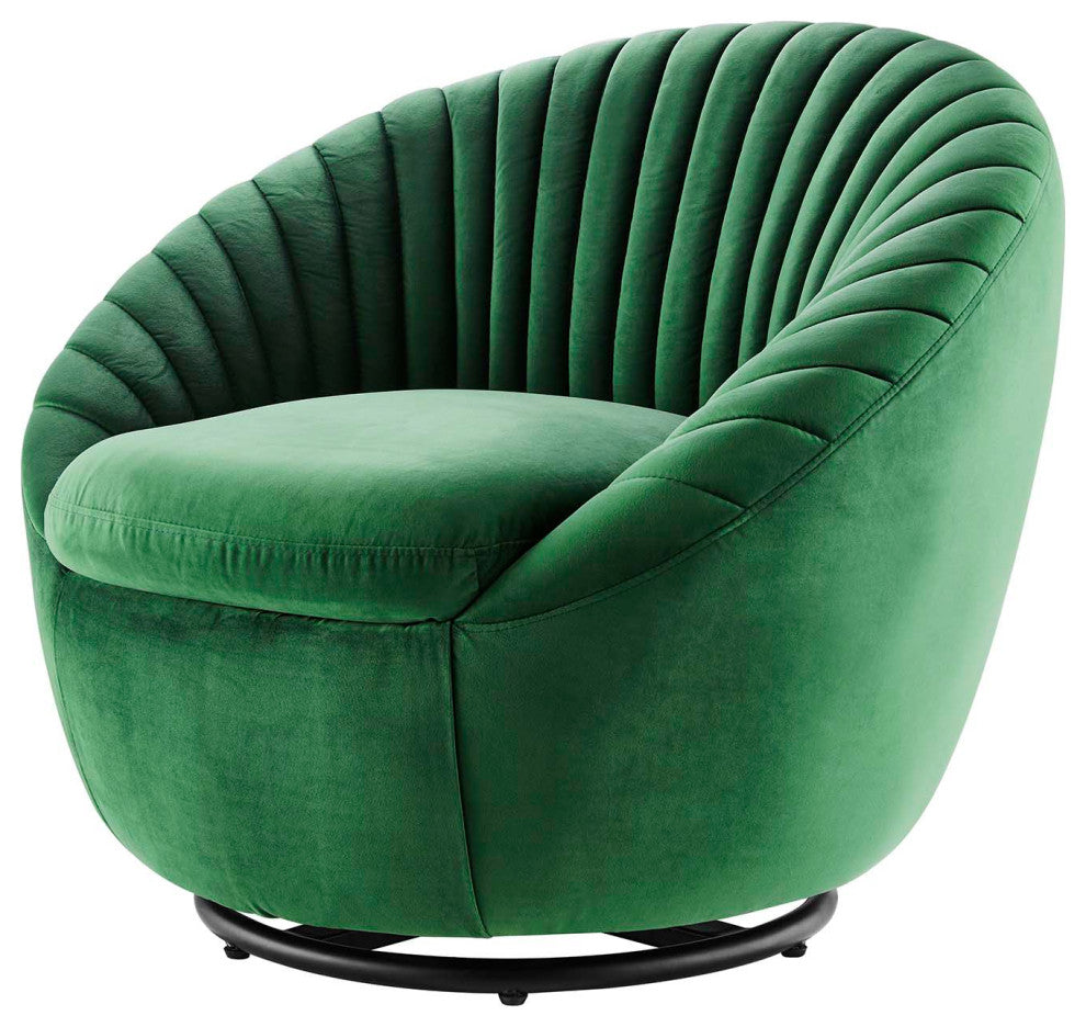 ArmTufted Chair Swivel Accent Tufted Chair, Black Green, Velvet, Modern, Lounge