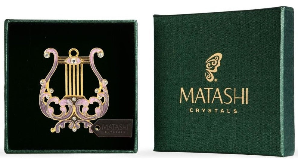 Traditional Ancient Harp Hanging Ornament Pewter Classic Wall Decor