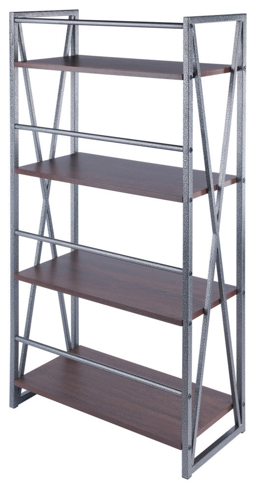 Isa 4-Tier Shelf, Graphite and Walnut