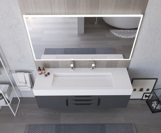 CastelloUSA Alpine 60" Wall Mounted Vanity, Base Only, Black, Black Handles