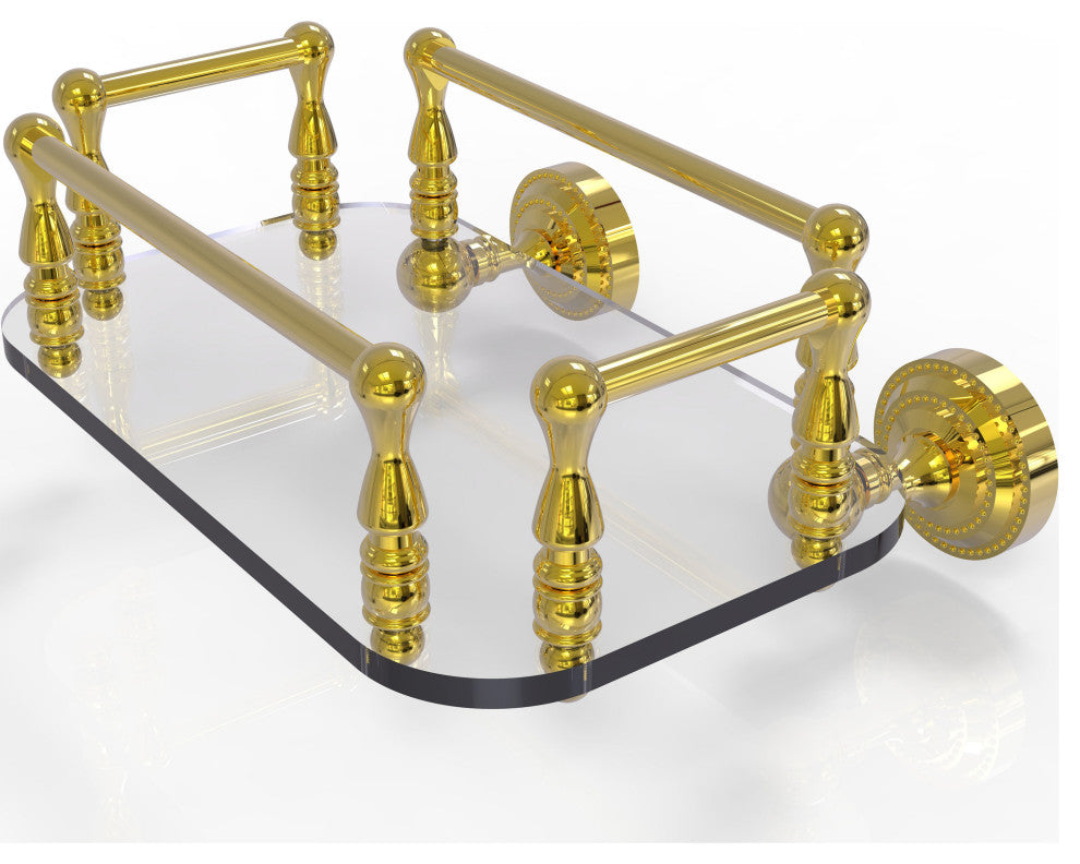 Dottingham Wall Mounted Glass Guest Towel Tray, Polished Brass