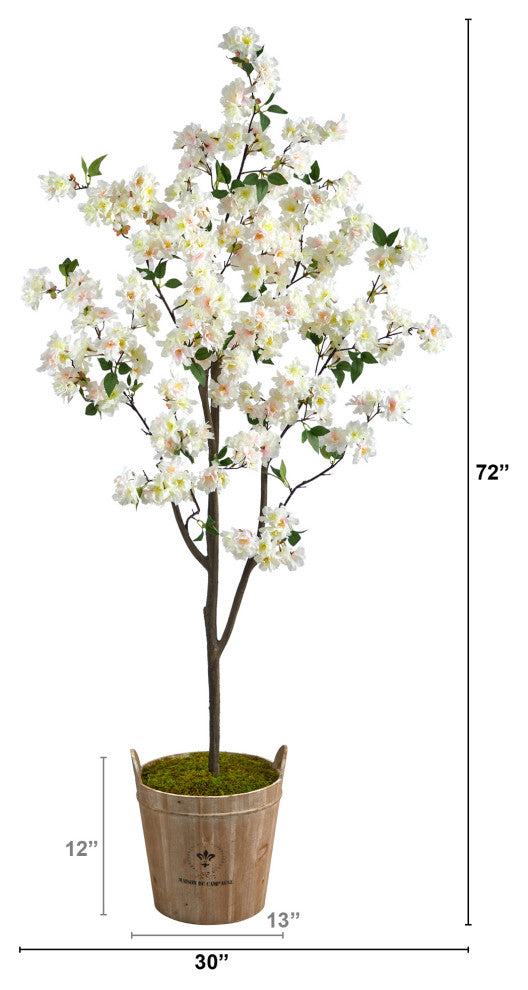 6' Cherry Blossom Artificial Tree, Farmhouse Planter