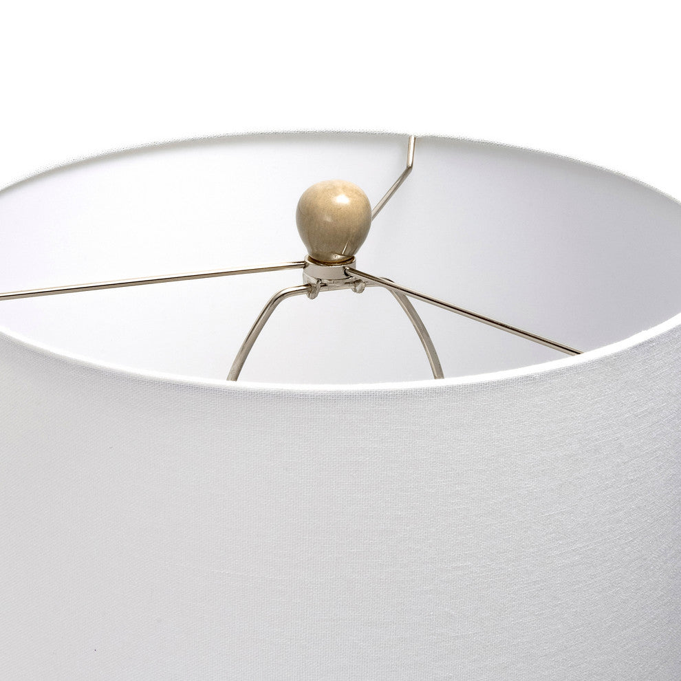 Nuloom 25" Tangela Ridged Ceramic Linen Shade Gray, On-Off Switch Table Lamp