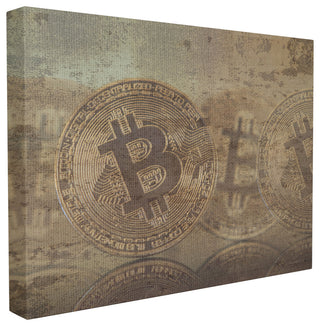 Bitcoin Faded and Distressed Stretched Canvas Wall Art, 16x20