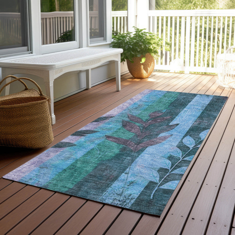 Machine Washable Indoor/Outdoor Chantille ACN1871 Denim 2'3" x 7'6" Runner Rug