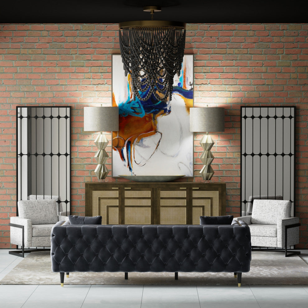 Spencer Sideboard Four Rattan Woven Doors Mango Wood Dark Brown Finish